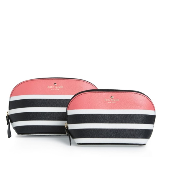kate spade hyde lane stripe abalene pouches 2 nwot - Picture 1 of 7